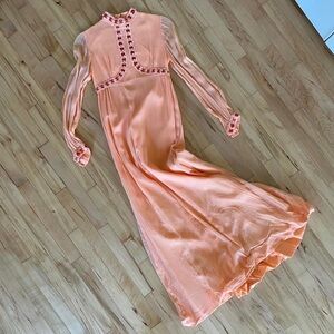 Vintage 70s peach maxi dress. Size XS.